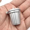 EatingBiting Adult Scene DIY 1:12 Dollhouse Miniature Furniture Home Garden Trash Can Garbage Bin Silver 30mm Width: 26mm Height: 35 - Image 3