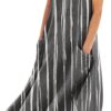 Black Dresses for Women Linen Dresses Summer Mini Sundress Casual Floral Sleeveless Short Dress with Pockets,S-5XL <br> - Image 2