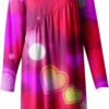 Women's Spring Dresses Fashion Valentine's Day Printed Long Sleeved Irregular Pleated Round Shirt Dress, S-3XL <br> - Image 3