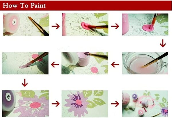 Meecaa Paint by Numbers Iris Flower Picasso Kit for Adults Beginner DIY Oil Painting 16x20 inch (Flower, Framed) - Image 4