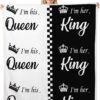 Erosebridal His and Hers Sherpa Blanket King and Queen Crown Throw Blanket for Couple Men Women Mr Mrs,Valentine's Day Fleece Bed Blanket Gifts,Romantic Love Heart Flannel Blanket Throw 50"X60" - Image 2