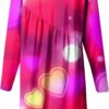Women's Spring Dresses Fashion Valentine's Day Printed Long Sleeved Irregular Pleated Round Shirt Dress, S-3XL <br> - Image 4