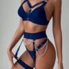 Sexy Lingerie Set For Women With Garter Belt 5 Pieces Strappy Bra and Panty Set Adjustable With Chain - Image 10