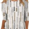 HUCHPI Tops for Women Trendy Summer Crew Neck 3/4 Sleeve Shirts Loose Fit Casual Dressy Blouses Comfy Pullover Top <br> 5 - Image 2
