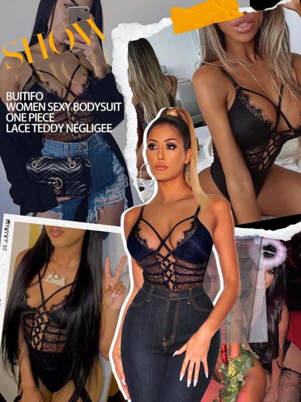 Buitifo Women Sexy Bodysuit One Piece Babydoll Lingerie Lace Teddy Negligee - Image 5