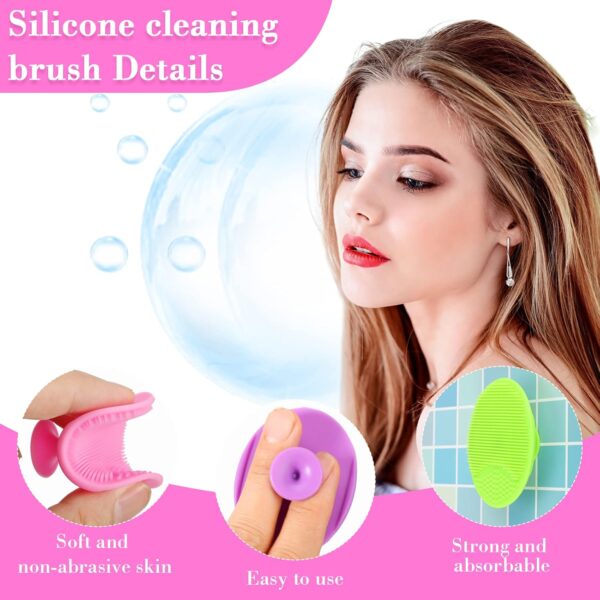 Nuogo 40 Pack Facial Cleansing Brush Face Scrubber Face Exfoliator Exfoliating Brush Soft Silicone Scrubber Handheld Wash Scrub Pad Tool for Deep Cleaning Pore Blackhead Delicate Dry Skin Care Women - Image 4