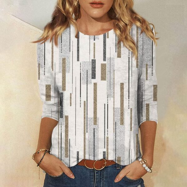 HUCHPI Tops for Women Trendy Summer Crew Neck 3/4 Sleeve Shirts Loose Fit Casual Dressy Blouses Comfy Pullover Top <br> 5 - Image 5