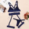 Sexy Lingerie Set For Women With Garter Belt 5 Pieces Strappy Bra and Panty Set Adjustable With Chain - Image 8