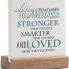 Lukiejac Inspirational Quotes Desk Decor Gifts For Women Best Friend Encouragement Cheer Up Gifts Office Inspiration Positive Plaque With Wooden Stand For Cowoker Motivational Sign For Birthday (Blue) - Image 2