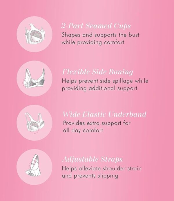 Exquisite Form 5100548 Fully Slimming Wireless Full-Coverage Bra with Back Closure & Lace - Image 4
