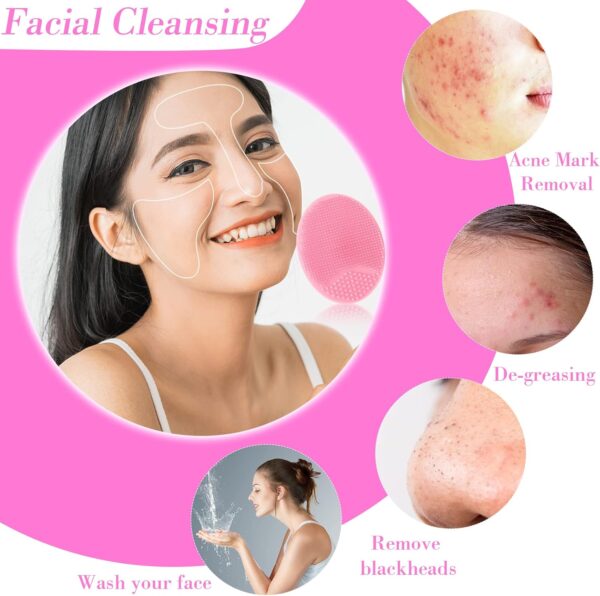 Nuogo 40 Pack Facial Cleansing Brush Face Scrubber Face Exfoliator Exfoliating Brush Soft Silicone Scrubber Handheld Wash Scrub Pad Tool for Deep Cleaning Pore Blackhead Delicate Dry Skin Care Women - Image 6