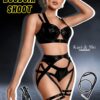 Kaei&Shi Strappy Harness, All Adjustable, Underwire Racerback, 4pc Garter Set - Image 5
