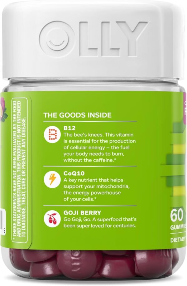 OLLY Daily Energy Gummy, Caffeine Free, Vitamin B12, CoQ10, Goji Berry, Adult Chewable Supplement, Tropical Flavor - 60 Count - Image 11