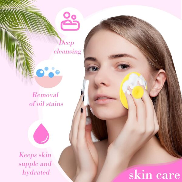 Nuogo 40 Pack Facial Cleansing Brush Face Scrubber Face Exfoliator Exfoliating Brush Soft Silicone Scrubber Handheld Wash Scrub Pad Tool for Deep Cleaning Pore Blackhead Delicate Dry Skin Care Women - Image 7