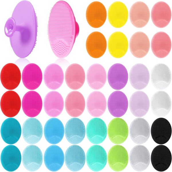 Nuogo 40 Pack Facial Cleansing Brush Face Scrubber Face Exfoliator Exfoliating Brush Soft Silicone Scrubber Handheld Wash Scrub Pad Tool for Deep Cleaning Pore Blackhead Delicate Dry Skin Care Women - Image 2