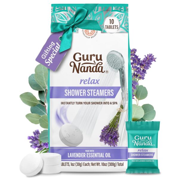GuruNanda Relax Shower Steamers for Aromatherapy (10 Pack), Relaxation Gifts for Women & Men with Essential Oils, Stress Relief, Home Spa & Self Care - Image 2