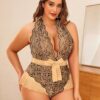 Avidlove Plus Size Lingerie for Women Deep V Neck Teddy Lingerie Halter Lace Bodysuit Nightgown - Image 4