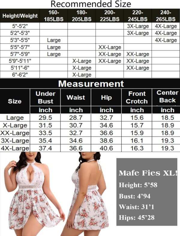 Avidlove Plus Size Babydoll Lingerie for Women Lace Snap Crotch Nighty With Choker - Image 7