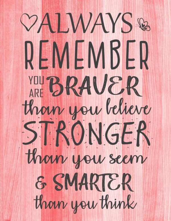 Always Remember You are Braver than you believe - Stronger than you seem & Smarter thank you think: Inspirational Journal - Notebook to Write In for ... Journals - Notebooks for Women & Girls) - Image 2