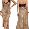 ALCEA ROSEA Women Silk Satin Nightgown Sexy Lace Chemise Lingerie Long Sleepdress for Ladies Sleepwear Slip Negligee - Image 2