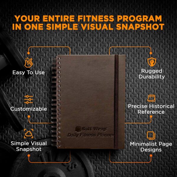 SaltWrap Daily Fitness Planner – Workout Planner & Log Book – Exercise Gym Notebook – Wellness, Health, Nutrition, and Food Plan Tracker – Weight Loss Goal Tracking (Daily + Weekly) - Image 3