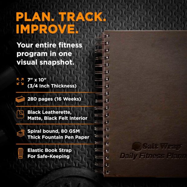 SaltWrap Daily Fitness Planner – Workout Planner & Log Book – Exercise Gym Notebook – Wellness, Health, Nutrition, and Food Plan Tracker – Weight Loss Goal Tracking (Daily + Weekly) - Image 7