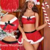 Avidlove Christmas Lingerie Sets Sexy Santa Costumes Mesh Babydoll Teddy Sheer Top with Mini Skirt - Image 4